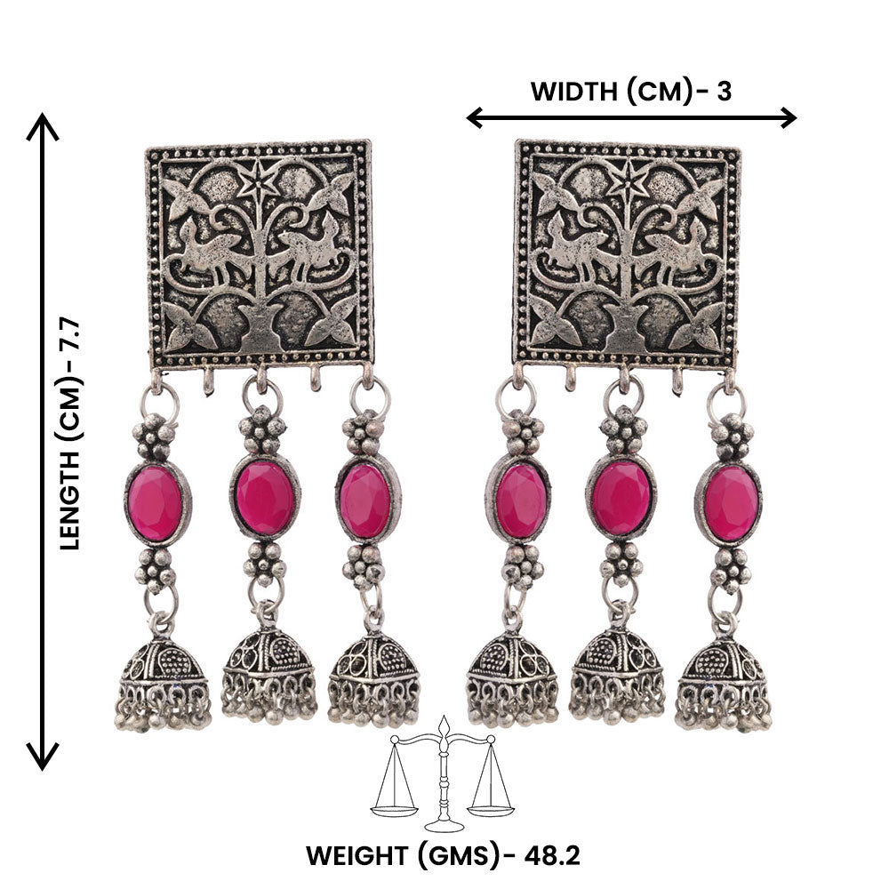 Divyani – Silver Brass Oxidised Dangler Earrings