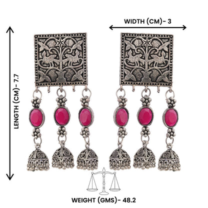 Divyani – Silver Brass Oxidised Dangler Earrings