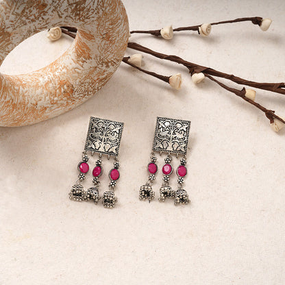 Divyani – Silver Brass Oxidised Dangler Earrings