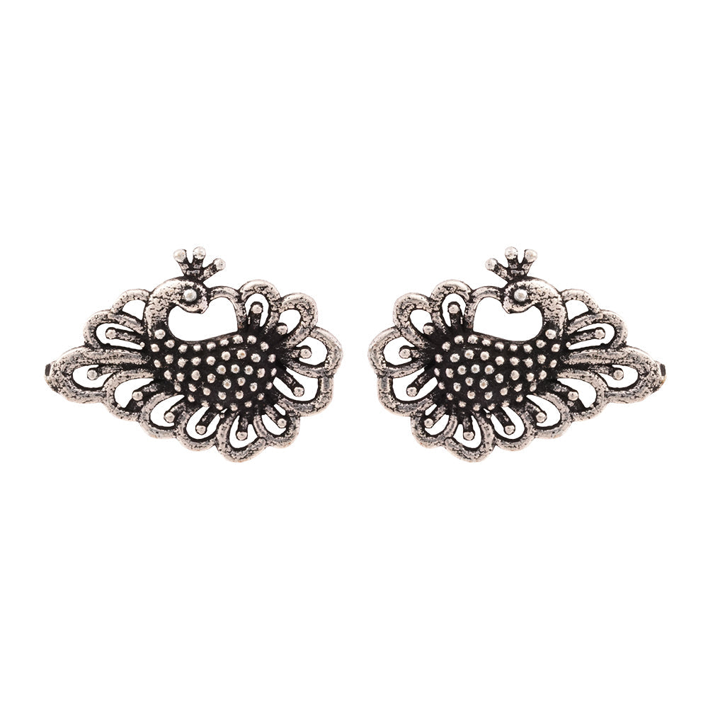 Rasika- Combo of Silver Brass Oxidised stud Earrings