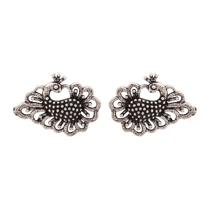 Rasika- Combo of Silver Brass Oxidised stud Earrings