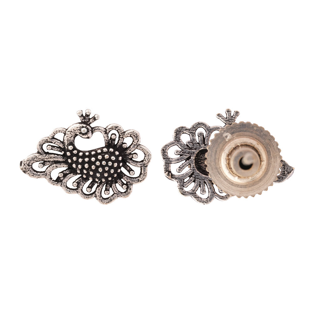 Rasika- Combo of Silver Brass Oxidised stud Earrings