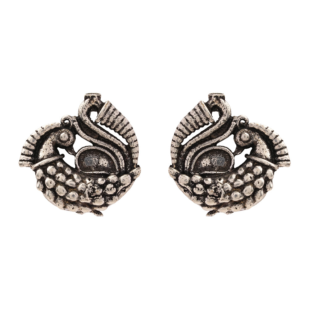 Sajawat- Combo of Silver Brass Oxidised stud Earrings