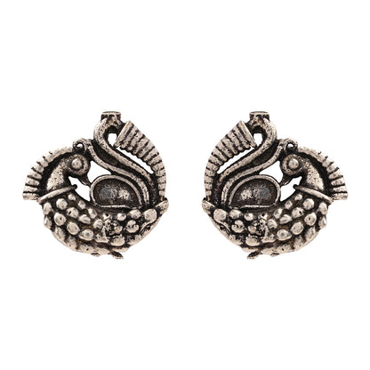 Sajawat- Combo of Silver Brass Oxidised stud Earrings
