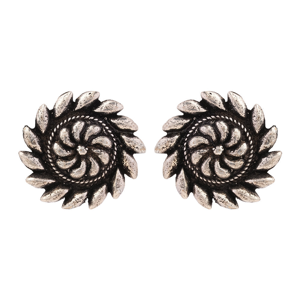 Sajawat- Combo of Silver Brass Oxidised stud Earrings
