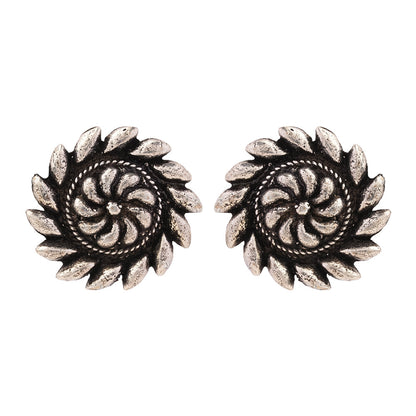 Sajawat- Combo of Silver Brass Oxidised stud Earrings