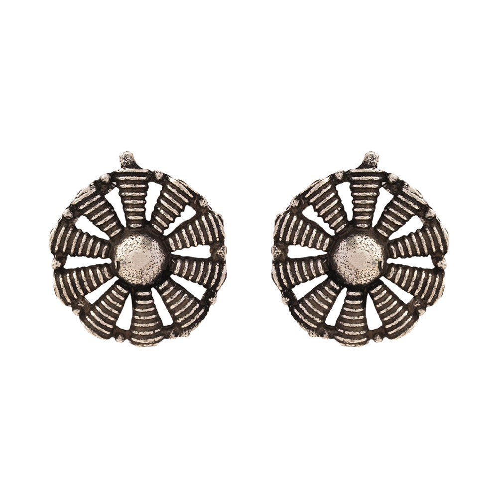 Sajawat- Combo of Silver Brass Oxidised stud Earrings