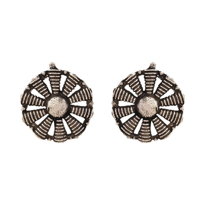 Sajawat- Combo of Silver Brass Oxidised stud Earrings