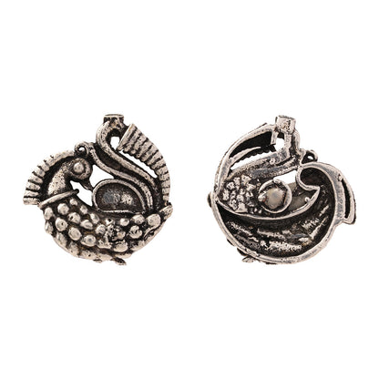 Sajawat- Combo of Silver Brass Oxidised stud Earrings