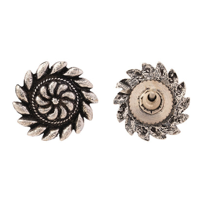 Sajawat- Combo of Silver Brass Oxidised stud Earrings