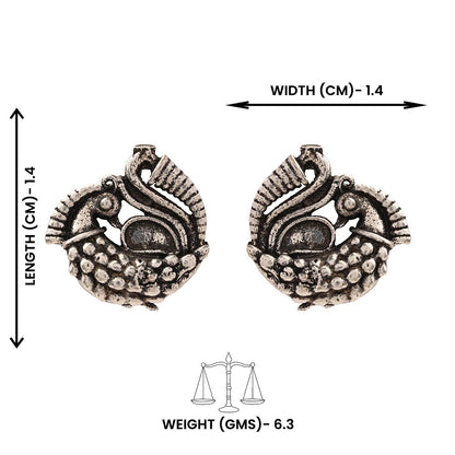 Sajawat- Combo of Silver Brass Oxidised stud Earrings