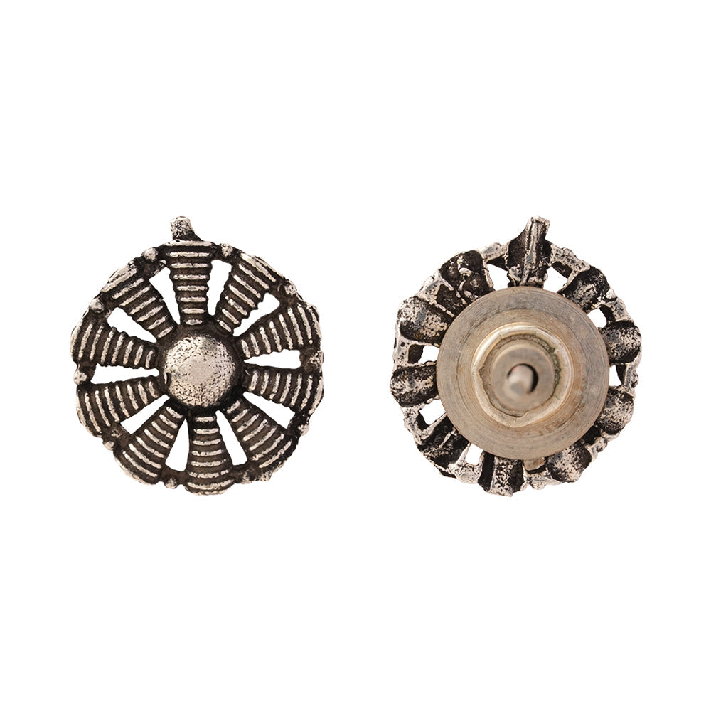 Sajawat- Combo of Silver Brass Oxidised stud Earrings