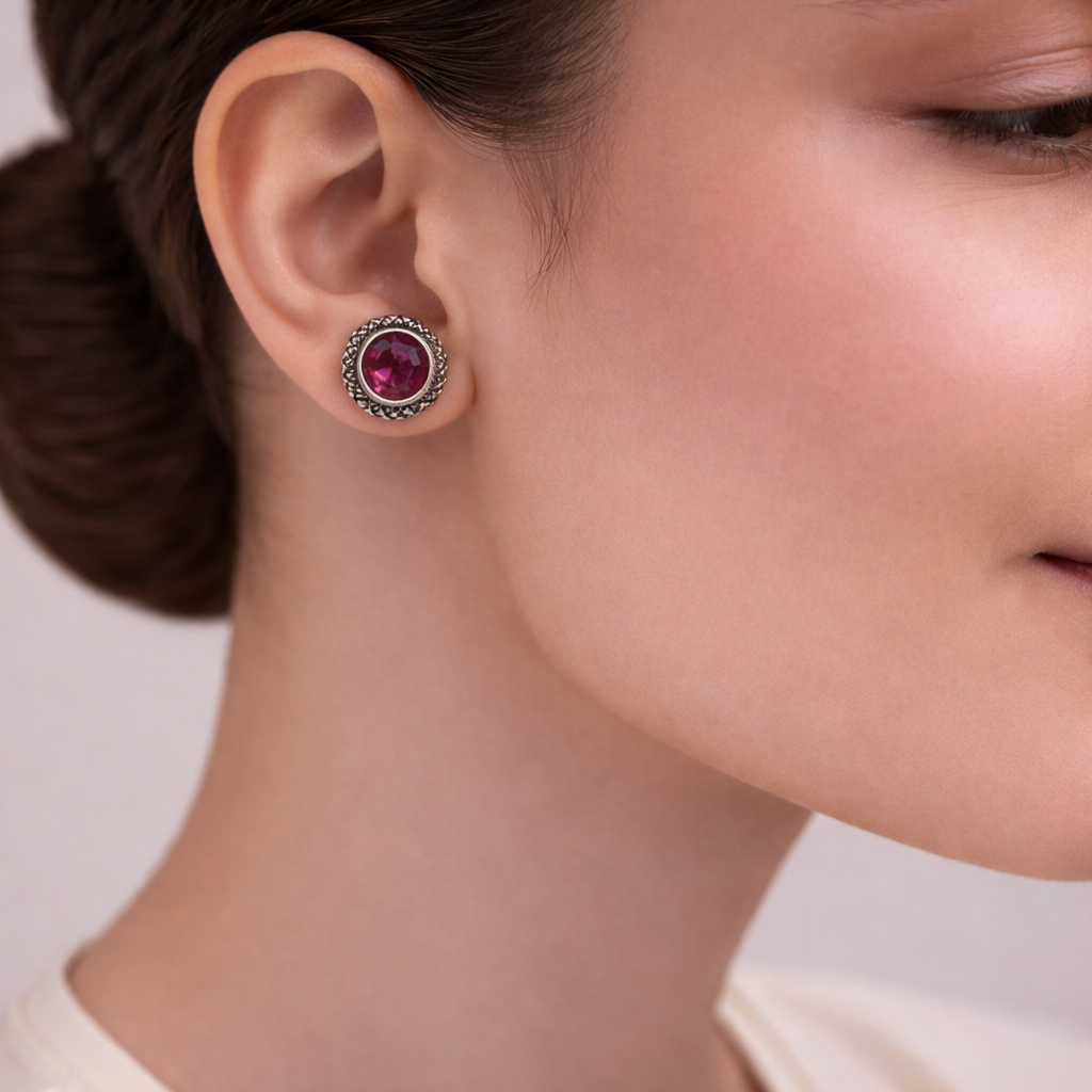 Sitare- Combo of Silver Brass Oxidised stud Earrings