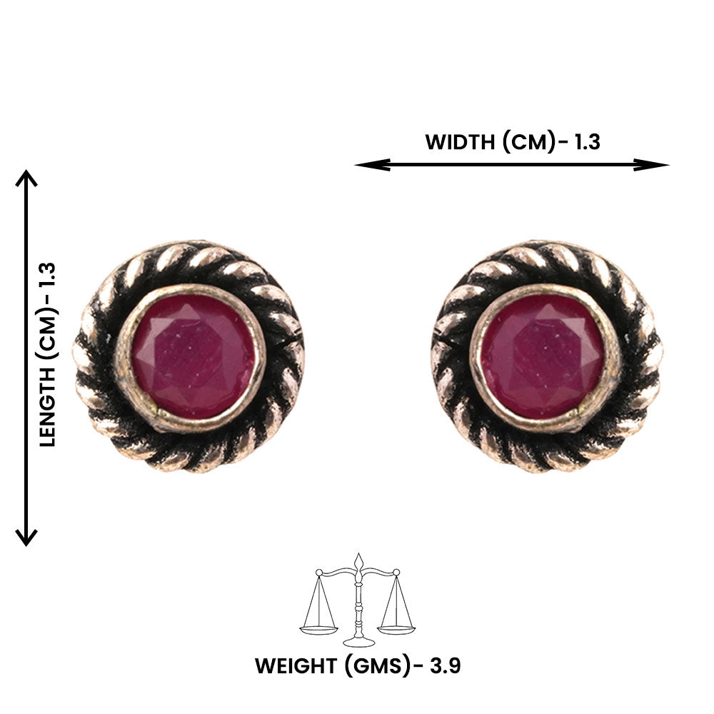 Sitare- Combo of Silver Brass Oxidised stud Earrings