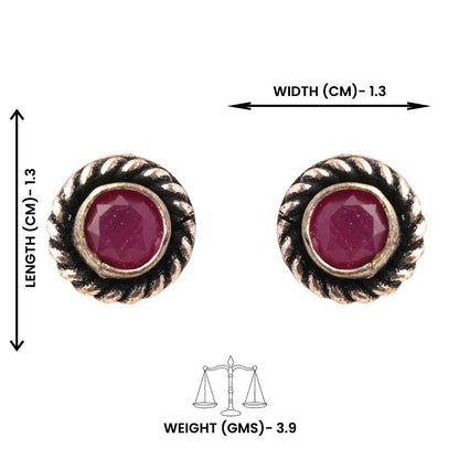 Sitare- Combo of Silver Brass Oxidised stud Earrings