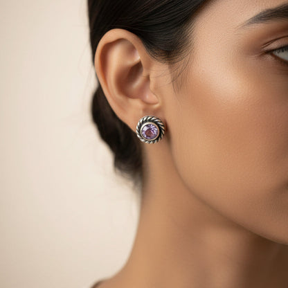 Rangila- Combo of Silver Brass Oxidised stud Earrings