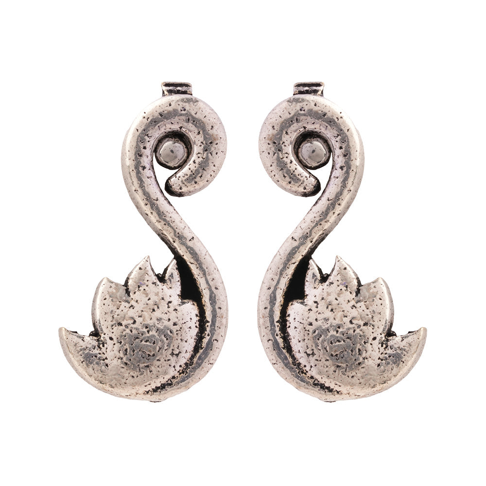 Do Anmol- Combo of Silver Brass Oxidised stud Earrings