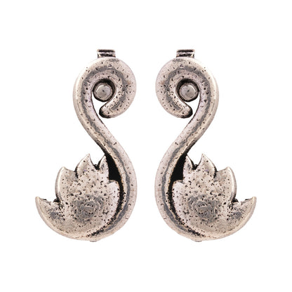 Do Anmol- Combo of Silver Brass Oxidised stud Earrings