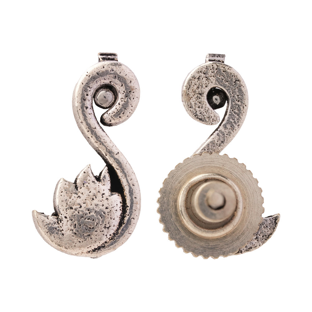 Do Anmol- Combo of Silver Brass Oxidised stud Earrings