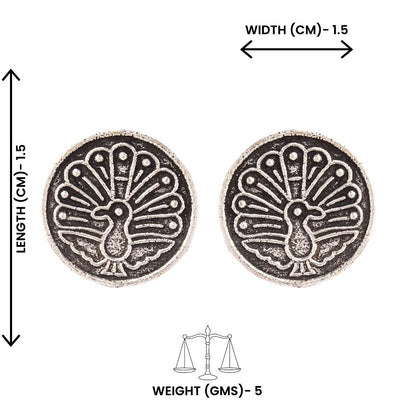 Do Anmol- Combo of Silver Brass Oxidised stud Earrings