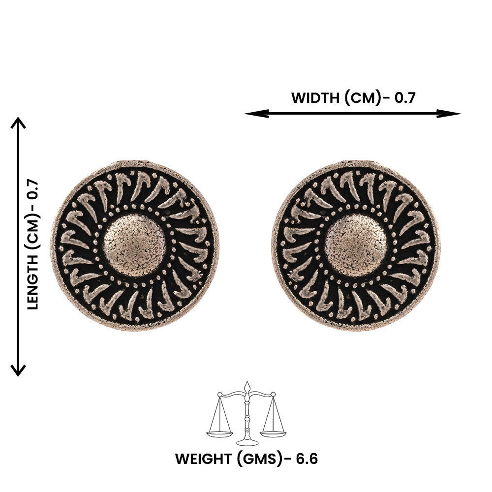 Chakra- Combo of Silver Brass Oxidised stud Earrings