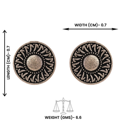 Chakra- Combo of Silver Brass Oxidised stud Earrings