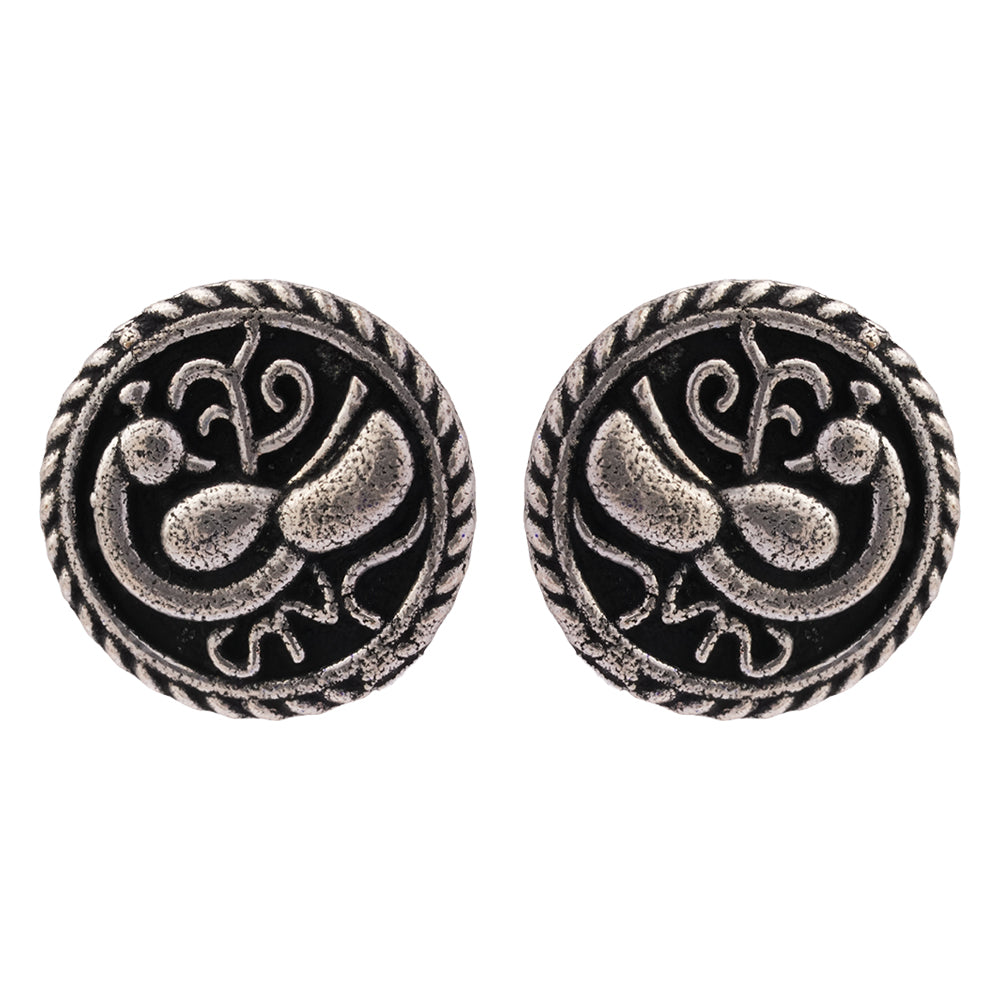 Mandala- Combo of Silver Brass Oxidised stud Earrings