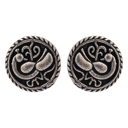 Mandala- Combo of Silver Brass Oxidised stud Earrings