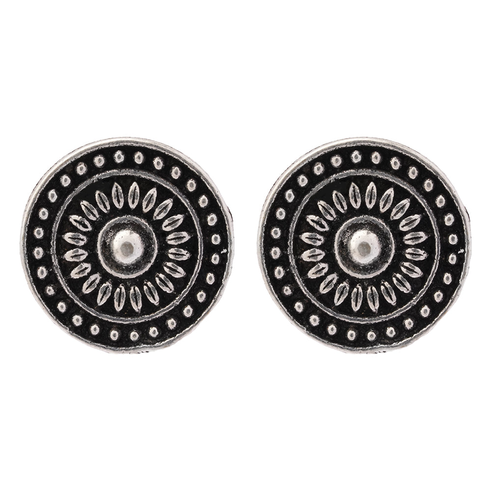 Mandala- Combo of Silver Brass Oxidised stud Earrings