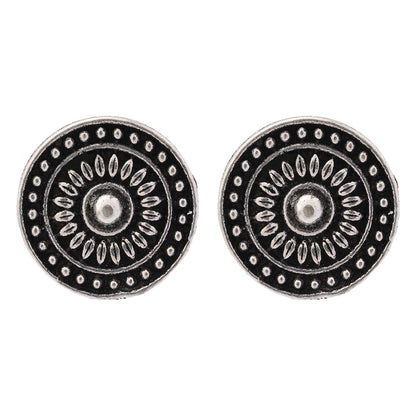 Mandala- Combo of Silver Brass Oxidised stud Earrings