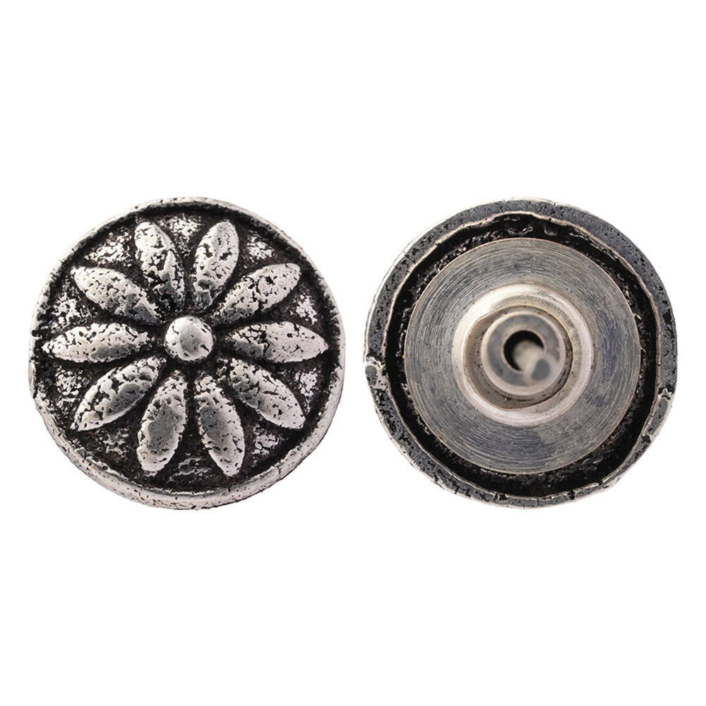 Mandala- Combo of Silver Brass Oxidised stud Earrings