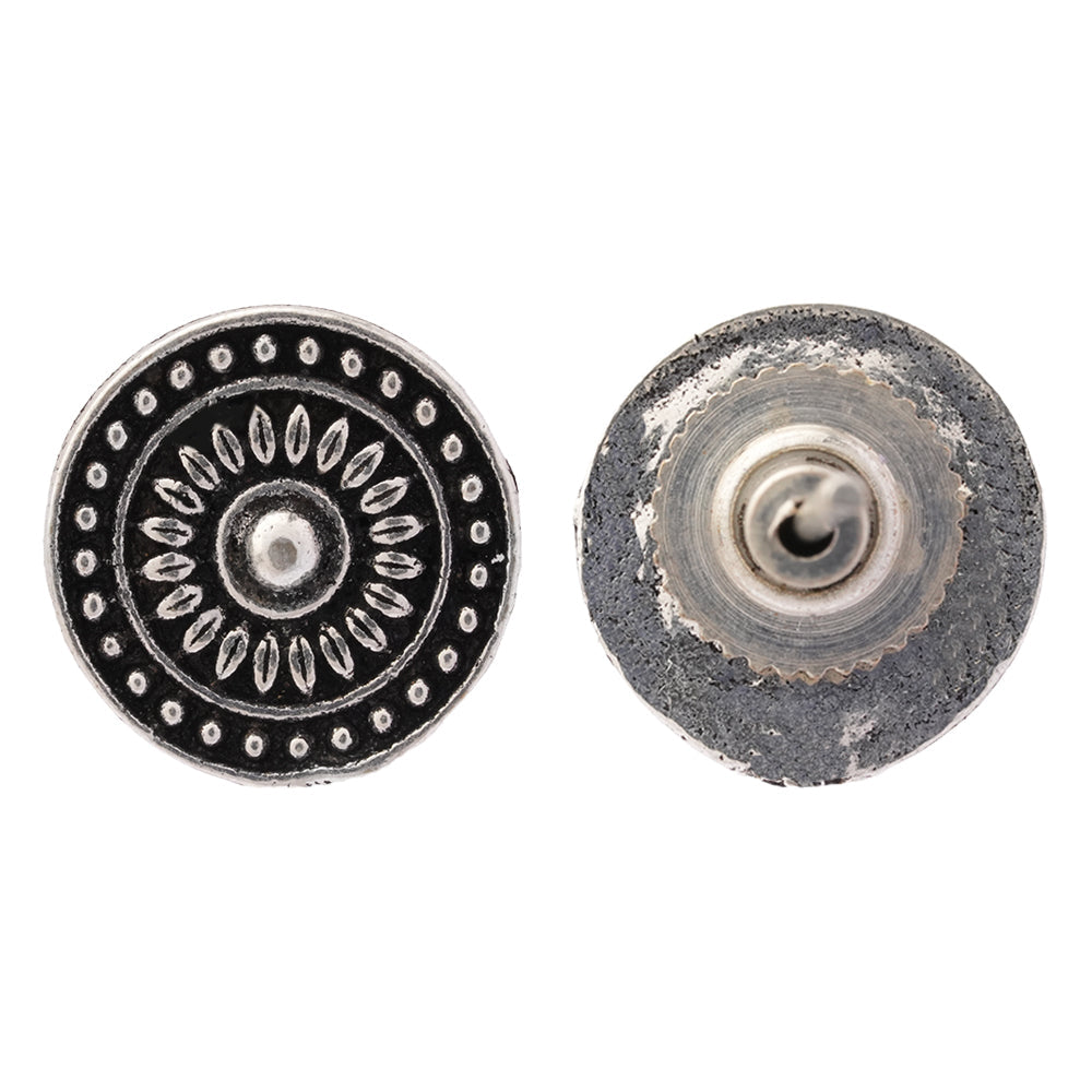 Mandala- Combo of Silver Brass Oxidised stud Earrings