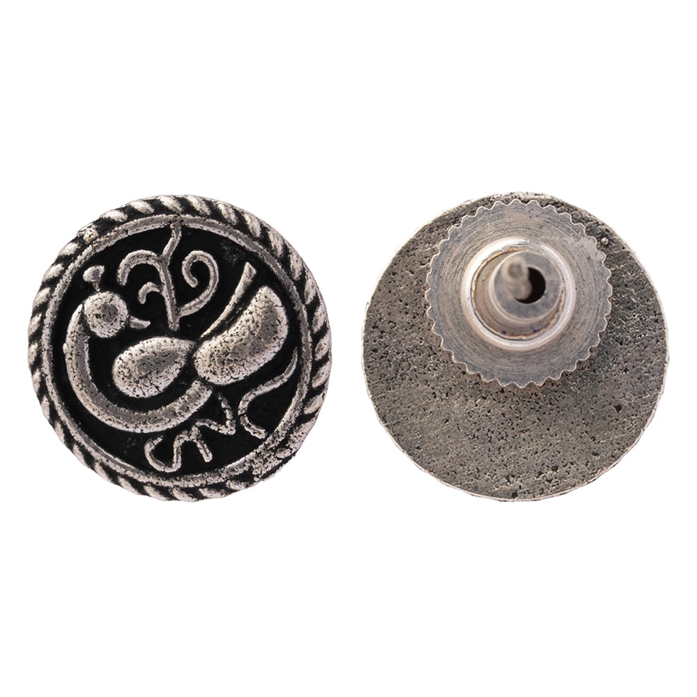 Mandala- Combo of Silver Brass Oxidised stud Earrings