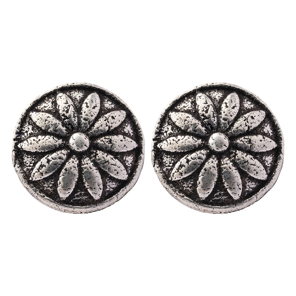 Mandala- Combo of Silver Brass Oxidised stud Earrings