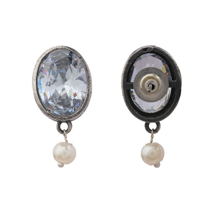 Boond- Silver Brass Stone-Studded stud earrings(White)