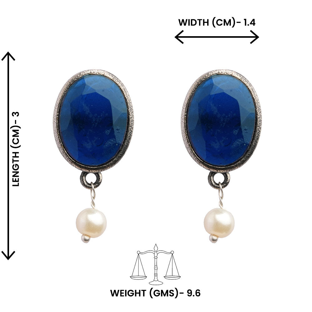 Boond- Silver Brass Stone-Studded stud earrings(Purple)