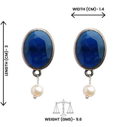 Boond- Silver Brass Stone-Studded stud earrings(Purple)