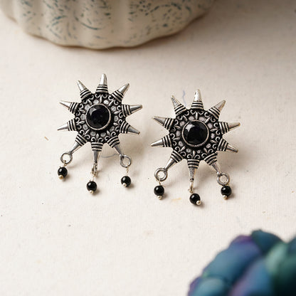 RaviRatna- Silver Brass Stone-Studded Stud Earrings