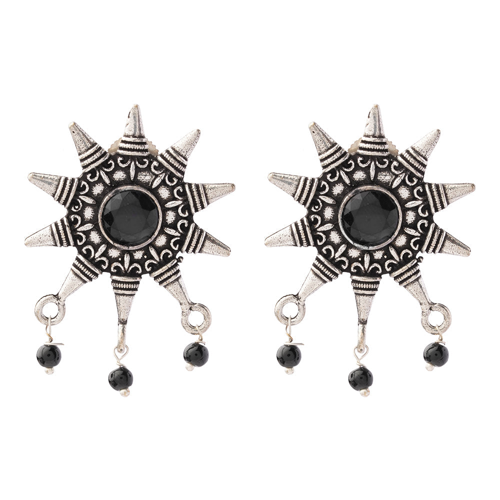RaviRatna- Silver Brass Stone-Studded Stud Earrings