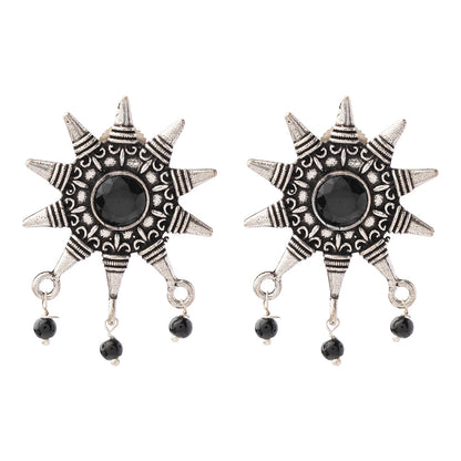 RaviRatna- Silver Brass Stone-Studded Stud Earrings