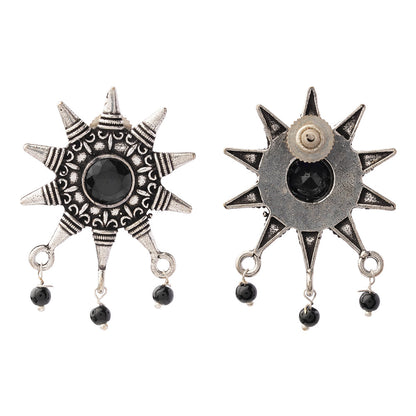 RaviRatna- Silver Brass Stone-Studded Stud Earrings