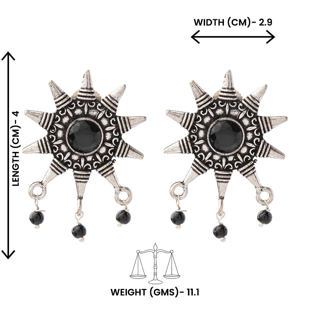 RaviRatna- Silver Brass Stone-Studded Stud Earrings