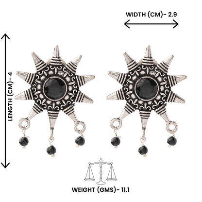 RaviRatna- Silver Brass Stone-Studded Stud Earrings