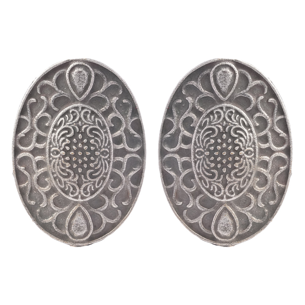 Chandrika- Silver Brass Oxidised Stud Earrings