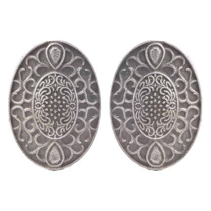 Chandrika- Silver Brass Oxidised Stud Earrings