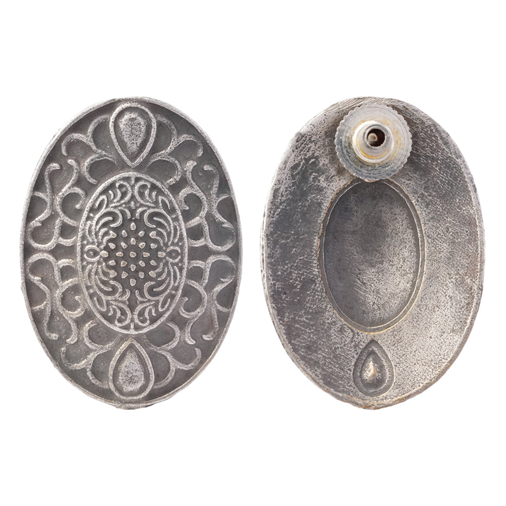 Chandrika- Silver Brass Oxidised Stud Earrings
