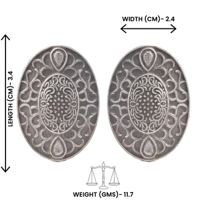 Chandrika- Silver Brass Oxidised Stud Earrings