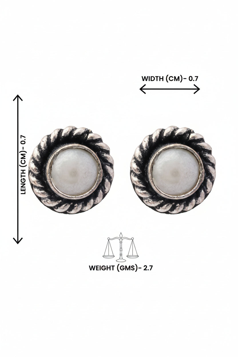 Ratna- Combo of Silver Brass Oxidised stud Earrings