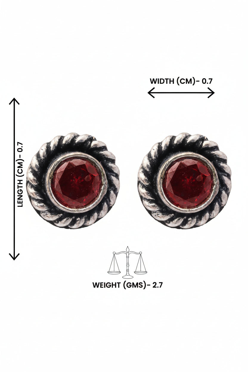 Ratna- Combo of Silver Brass Oxidised stud Earrings