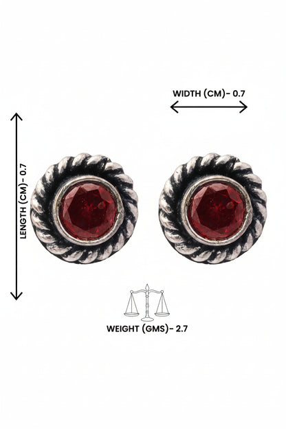 Ratna- Combo of Silver Brass Oxidised stud Earrings